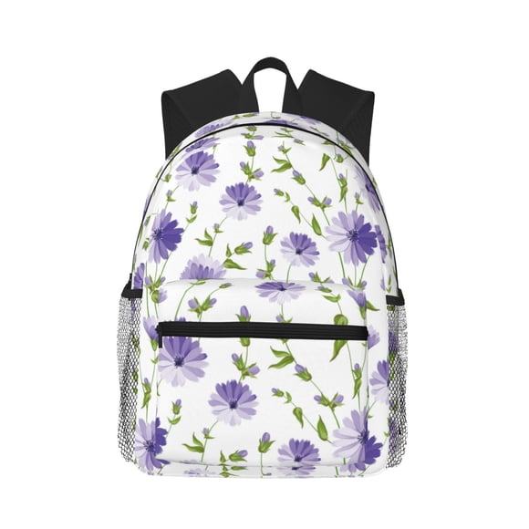 Disketp Purple Chicory Mochila Ligera Clásica con Múltiples Bolsillos, Mochila Casual para Hombre y Mujer, Ideal para Escuela, Trabajo y Viajes
