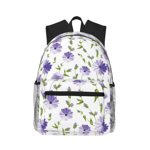 Disketp Purple Chicory Mochila Ligera Clásica con Múltiples Bolsillos, Mochila Casual para Hombre y Mujer, Ideal para Escuela, Trabajo y Viajes