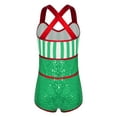 thumbnail image 2 of Zaldita Kids Girls Christmas Striped Leotards Candy Cane Sleeveless Unitard Jumpsuit Performance Green 14, 2 of 5