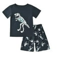 thumbnail image 2 of Toimothcn Toddler Baby Boys Outfit Set Short Sleeve Cartoon Dinosaur Printed Tees + Stretchy Shorts 2Pcs Summer Clothes Sets Cool Loose Fit Kids Outfit Sets Comfy Kids Dailywear, 2 of 6