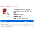 thumbnail image 2 of Automatic Transmission Filter Kit - Compatible with 2014 - 2017 INFINITI QX60 2015 2016, 2 of 2