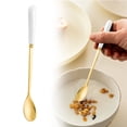thumbnail image 2 of Under $5 Long Handle Iced Tea Spoon Stainless Steel Long Handle Dessert Spoons Ceramic Handle Coffee Spoon Ice Cream Spoons Cocktail Stirring Spoons, 1 Pack, White, 2 of 9