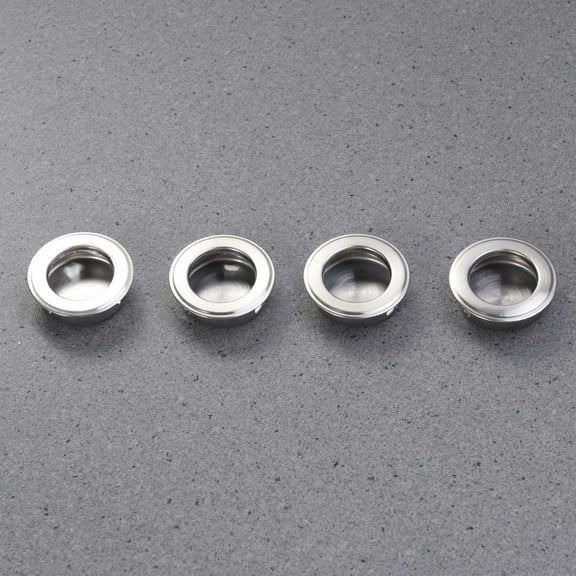 PBPBOX 4Pcs Silver Round Stainless Steel Door Handle Recessed Cabinet Finger Pull for Sliding Doors 1.6x1.6x0.4in