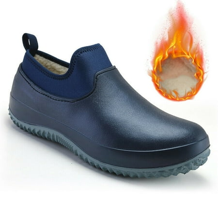 

HRSR Unisex Adult Non-Slip Chef Shoes for Work Kitchen Safety Slip Resistant Winter Lined Work Boots(Dark Blue 40)