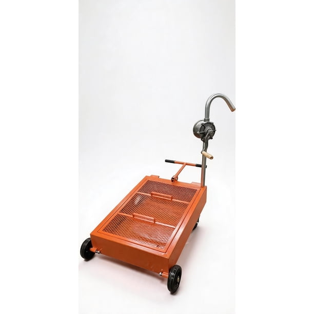 Carro Transportador de Lubricantes – Bandeja de Drenaje Manual – Naranja – Resistente y Portátil – Talleres y Mantenimiento de Autos