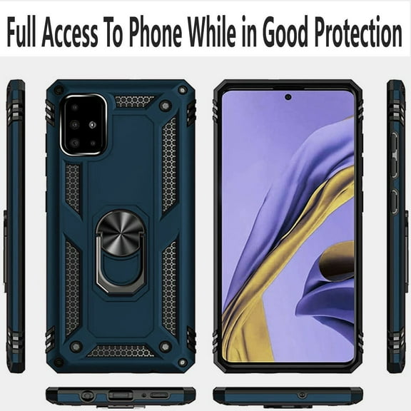 Samsung Galaxy A02S Case, [Not fit for Samsung Galaxy A01/ Galaxy A12], STARSHOP Drop Protection Ring Kickstand Cover- Ink Blue