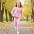 thumbnail image 3 of PatPat Girls Clothes Toddler Sweatshirts 2 Piece Top & Pants Set Kids Long Sleeve Fall Pullover and Joggers School Outfits Sets, Pink, 4-5 Years, 3 of 13