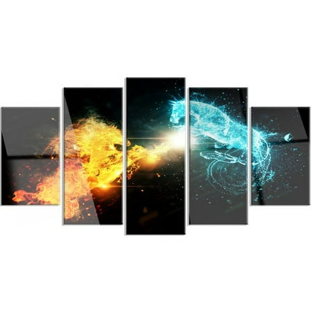 Horse Metal Art - Design Art 'Fire and Water Abstract Horses' 5 Piece Graphic Art on Metal Set