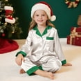 thumbnail image 6 of Dwellite 2025 Family Satin Christmas Pajamas Sets Stripe Silk Xmas Pjs Matching Sets Soft Sleepwear for Mens Womens Adults White 150, 6 of 7