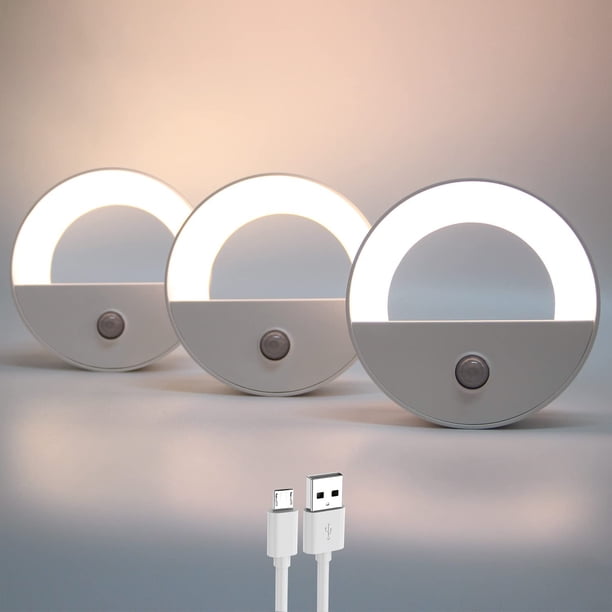 Luz de noche de sensor de movimiento recargable para guardería de bebé, luz de noche activada por movimiento LED blanco cálido para habitación de niños dormitorio cocina escalera Babyroom pasillo