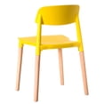 thumbnail image 2 of Fabulaxe Modern Plastic Dining Chair with Beech Wood Legs, Yellow (Set of 2), 2 of 7