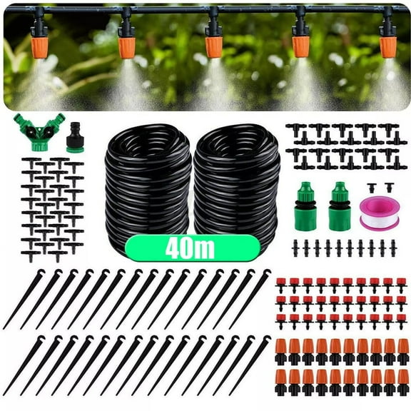 Drip Irrigation System, 131FT Garden Irrigation System 1/4, Blank Distribution Tubing Watering Drip Kit Automatic Irrigation Equipment for Garden Greenhouse, Flower Bed,Patio,Lawn