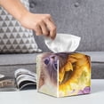 thumbnail image 4 of Kdxio Daisy Sunflower Lazy Cat Print Tissue Box Cover,Square Decorative PU Leather Facial Paper Case Organizer Holder Dispenser for Bathroom,Night Stands,Desk,Car 5.2''X5.2''X5.2'', 4 of 6