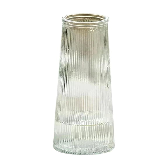 Glass Vase, Frosted Glacier Vertical Ribbed Conical Vase, 5.9 Inch Single Piece, Modern Decorative Vase for Home Living Room Dining Table Centerpiece Office Flower Arrangement