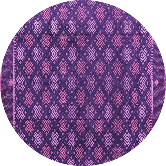 Ahgly Company Indoor Round Abstract Purple Modern Area Rugs, 5' Round