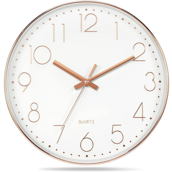 Silent Wall Clock 12 inch Round Battery Operated Quartz Non-Ticking Clock