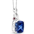 thumbnail image 2 of Gem Stone King 10K White Gold Blue Created Sapphire and Red Rhodolite Garnet Pendant Necklace for Women (5.39 Cttw, Gemstone September Birthstone, Cushion Cut 10MM, with 18 inch Chain), 2 of 4