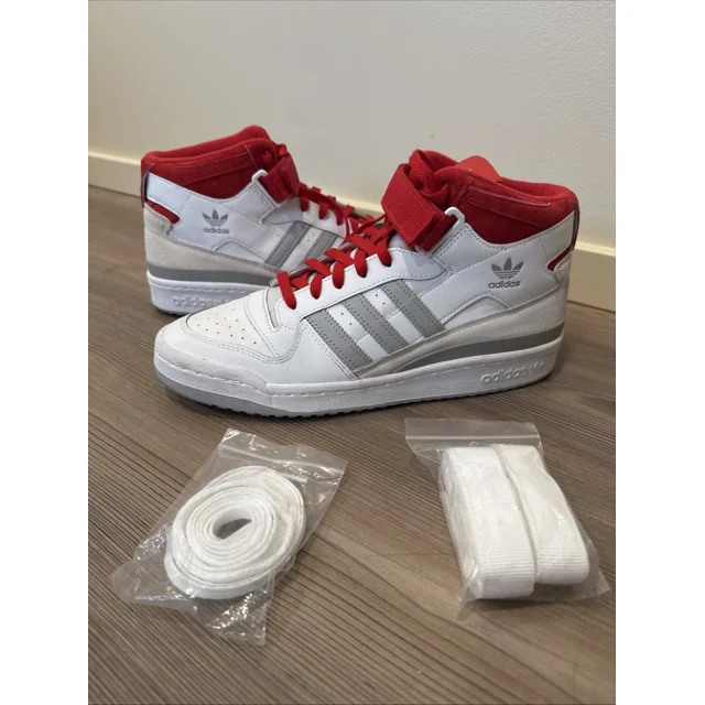Ad-id-as Originals Forum Mid White Red Grey Size 11 FY6819 Retro Classic