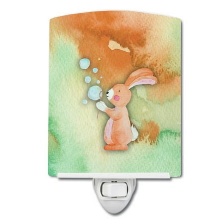 

Caroline s Treasures BB7349CNL Rabbit and Bubbles Watercolor Ceramic Night Light 6x4x3 multicolor