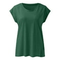 thumbnail image 4 of Green Womens Tops Women Cap Sleeve Summer Casual Tops V Neck Solid Color Casual Shirts Loose Fit Blouse Shirts for Women, 4 of 5