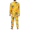 thumbnail image 5 of Bingfone Men'S Pajama Set 2 Piece Loungewear Pjs, Long Sleeve With Pajama Pants-Honeycombs, 5 of 9