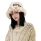 thumbnail image 3 of Gorro de felpa de lana para mujer, bonito, cálido, suave, cómodo, tejido a mano, gorro de invierno para mujer, negro M (tamaño libre 54-58 cm elástico), 3 of 12