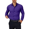 thumbnail image 2 of Men's Formal Dress Shirts Long Sleeve Button Down Stretch Business Shirts Regular Fit Wedding Shirts for Professional Wear 2026 Dark Purple L, 2 of 6