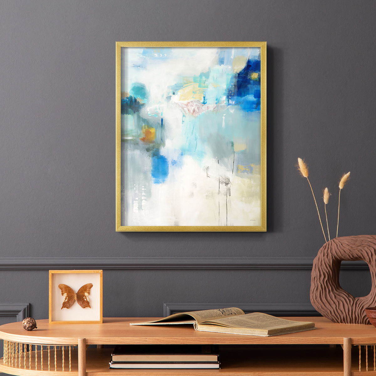 Celeste Motion I Framed Print in Gold Solid Wood Framed Print No Nail Hanging