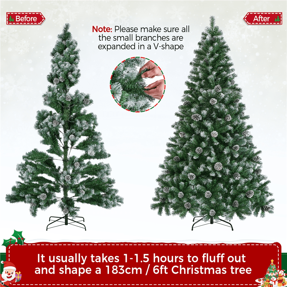 Alden Design 6ft Pre-decorated Frosted Artificial Christmas Tree with Pinecones, Green