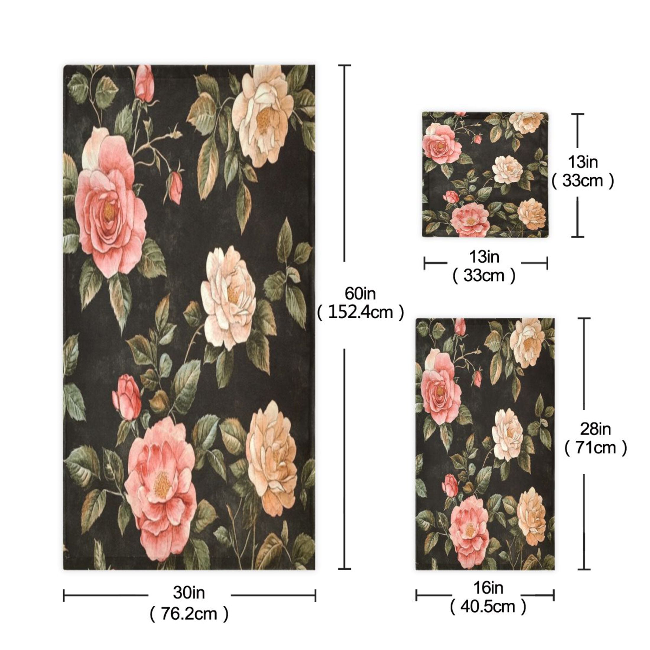 Three-Piece Towel Set Face Towel Towel Set Hand Towel Bath Towel Cotton Bath Towels Bath Towel Sets Hand Bath Towels Cartoon Red Pretty Roses