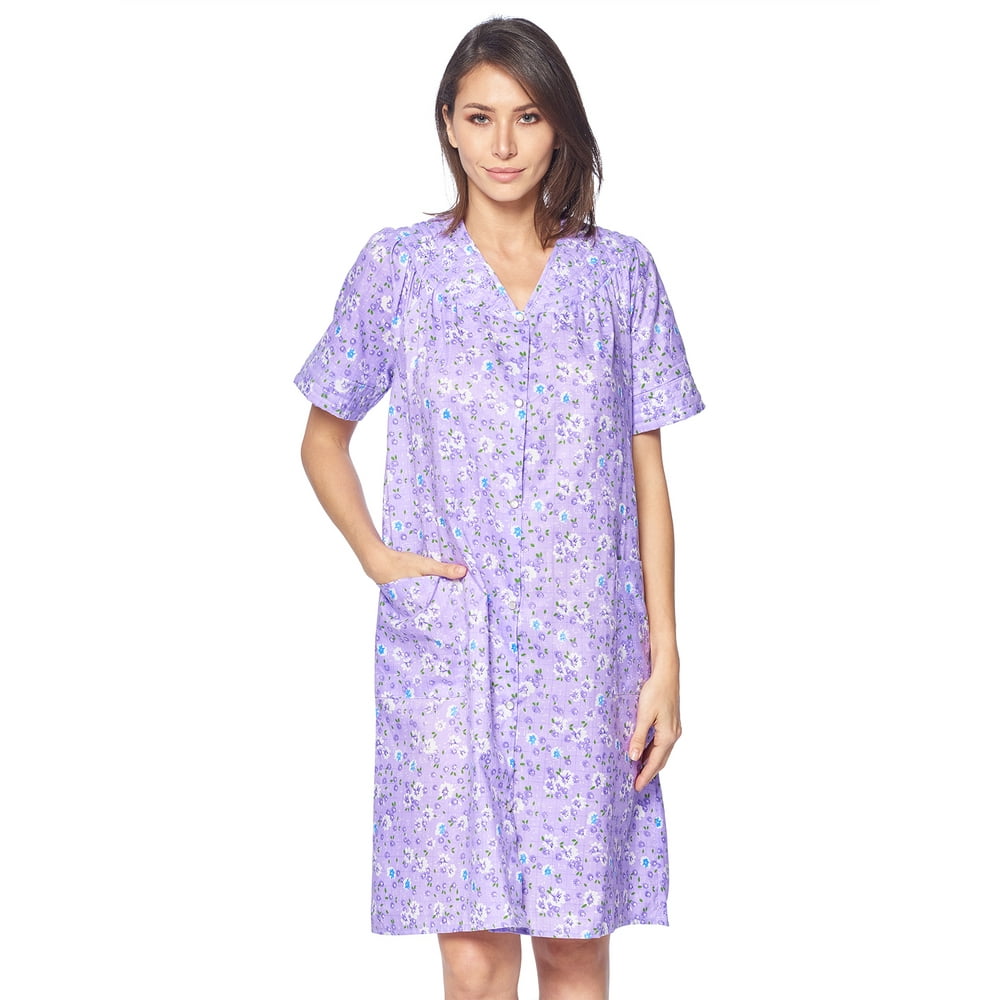 Casual Nights Casual Nights Women's Snap front House Dress Short