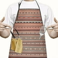 thumbnail image 2 of Boho Red Striped Ethnic Pattern Apron-Garden Aprons for Women with Pockets-Cotton Linen Waterproof Kitchen Cooking Gardening Aprons Adjustable for Kitchen,Cooking,BBQ and Salon 33x27 Inch, 2 of 7