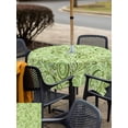 thumbnail image 5 of Outdoor Tablecloths with Umbrella Hole & Zipper, Vintage Green 60x60 Inch Square Tablecloths, Retro Botanical Abstract Art Waterproof Table Cloth, Patio/Pool/Picnic Table Covers, 5 of 8