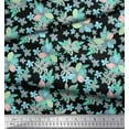 thumbnail image 3 of Soimoi Black Cotton Duck Fabric Leaves & Periwinkle Floral Print Sewing Fabric Yard 42 Inch Wide, 3 of 3