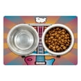 thumbnail image 1 of Retro Pet Mat for Food and Water, Colorful Guitar and Peace and Dove Dedicated to the Woodstock Tribute, Non-Slip Rubber Mat for Dogs and Cats, 18" X 12", by Ambesonne, 1 of 2