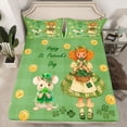 thumbnail image 3 of Feelyou Fairy Tale Girl Twin Sheet Sets, Happy St. Patrick's Day Twin Fitted Sheet, Kawaii Shamrock Mouse Flat Sheet, Super Cozy Room Decor, 3 Pieces, 3 of 8