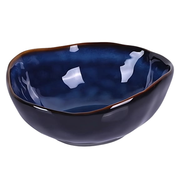 6-Inch Handcrafted Salad Bowl, Reactive Glaze Blue Irregular Ceramic Bowl, Unique Table Decorative Bowl, 12.7 oz Dinnerware Bowl for Salad, Pasta, Fruit, Housewarming Gift