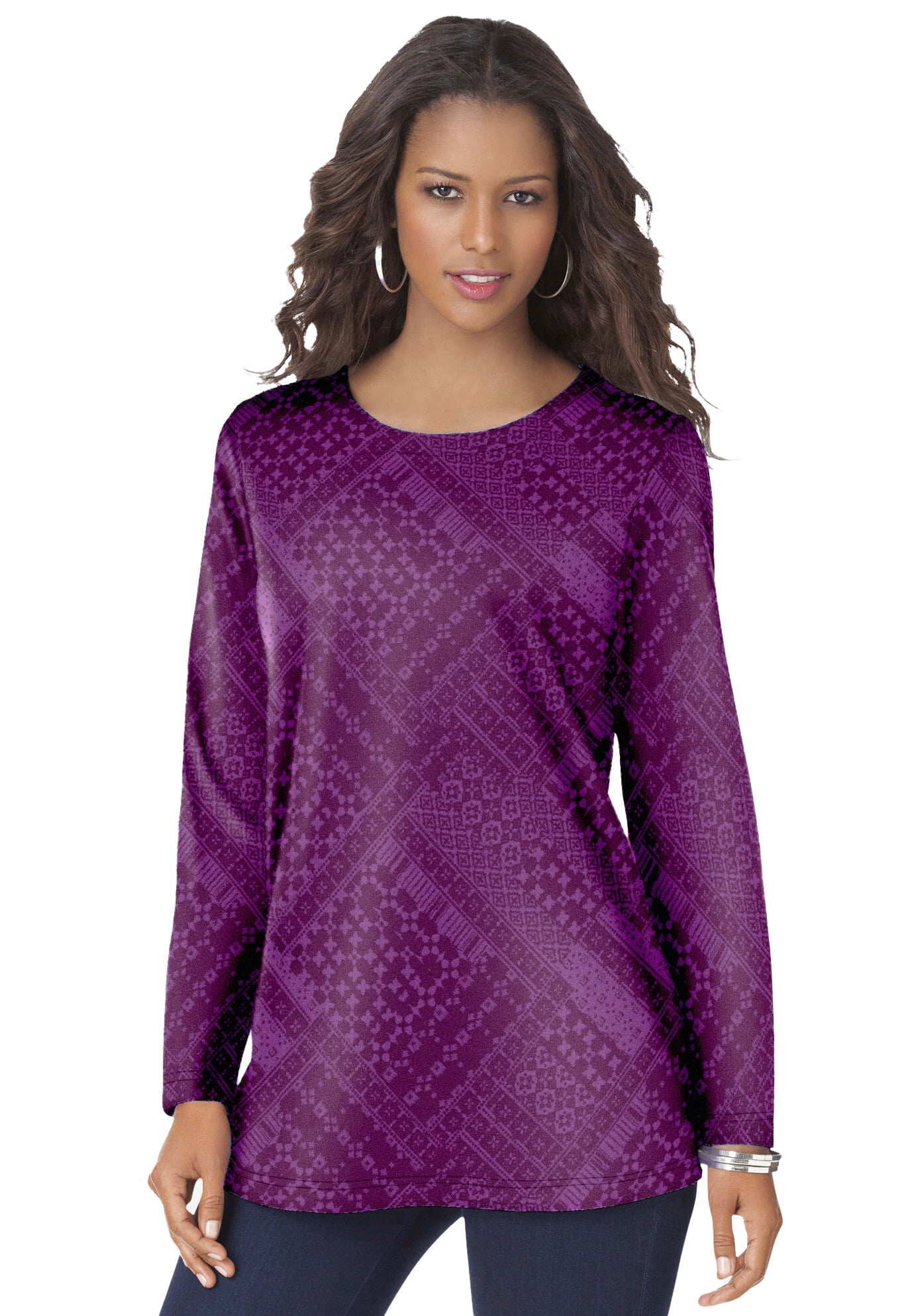 Roaman's Women's Plus Size LongSleeve Crewneck Ultimate Tee Shirt