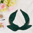 thumbnail image 7 of Unique Bargains Bunny Ears Wide Bow Headbands Fashion Hair Hoop Deep Green with Bow Knotted for Girl Women, 7 of 7
