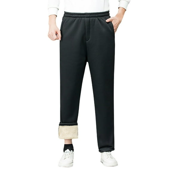 yunLCZ Women's Straight Leg Pants High Wa Sports Pants For Middle And Elderly Men In Autumn And Winter Cotton Pants For Outerwear Elderly Grandpa With Thick Wool And Lamb Wool Pants