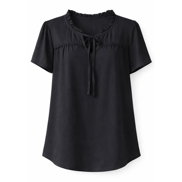 Blusa George para Mujer, Manga Corta Negro Talla G