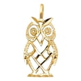 thumbnail image 2 of 14K Yellow Gold Owl Charm Pendant with 1.5mm Singapore Chain Necklace - 16", 2 of 6