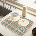 thumbnail image 2 of Yayeee Dish Drying Mat for Kitchen Counter 16" x 18" Microfiber Super Absorbent Coffee Decorative Pad, Red Green Tartan Pattern, 2 of 9