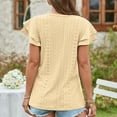 thumbnail image 6 of Spring Tops Womens 2023 Fashion Women's Summer V-Neck Solid Short Sleeve Sexy Top Blouse Vintage Tees for Women ,Yellow,XL, 6 of 6