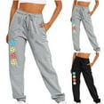 thumbnail image 5 of WREESH Womens Sweatpants Pickleball Printed Fall Winter Fitness Sport Relaxed Loose Printing Elastic Waist Long Sweatpants Gray, 5 of 5