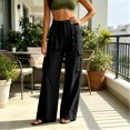 thumbnail image 4 of RFQWOVSR Women's Elastic Waist Straight Leg Linen Pants with Pockets Loose Fit Casual Summer Trousers S, 4 of 4