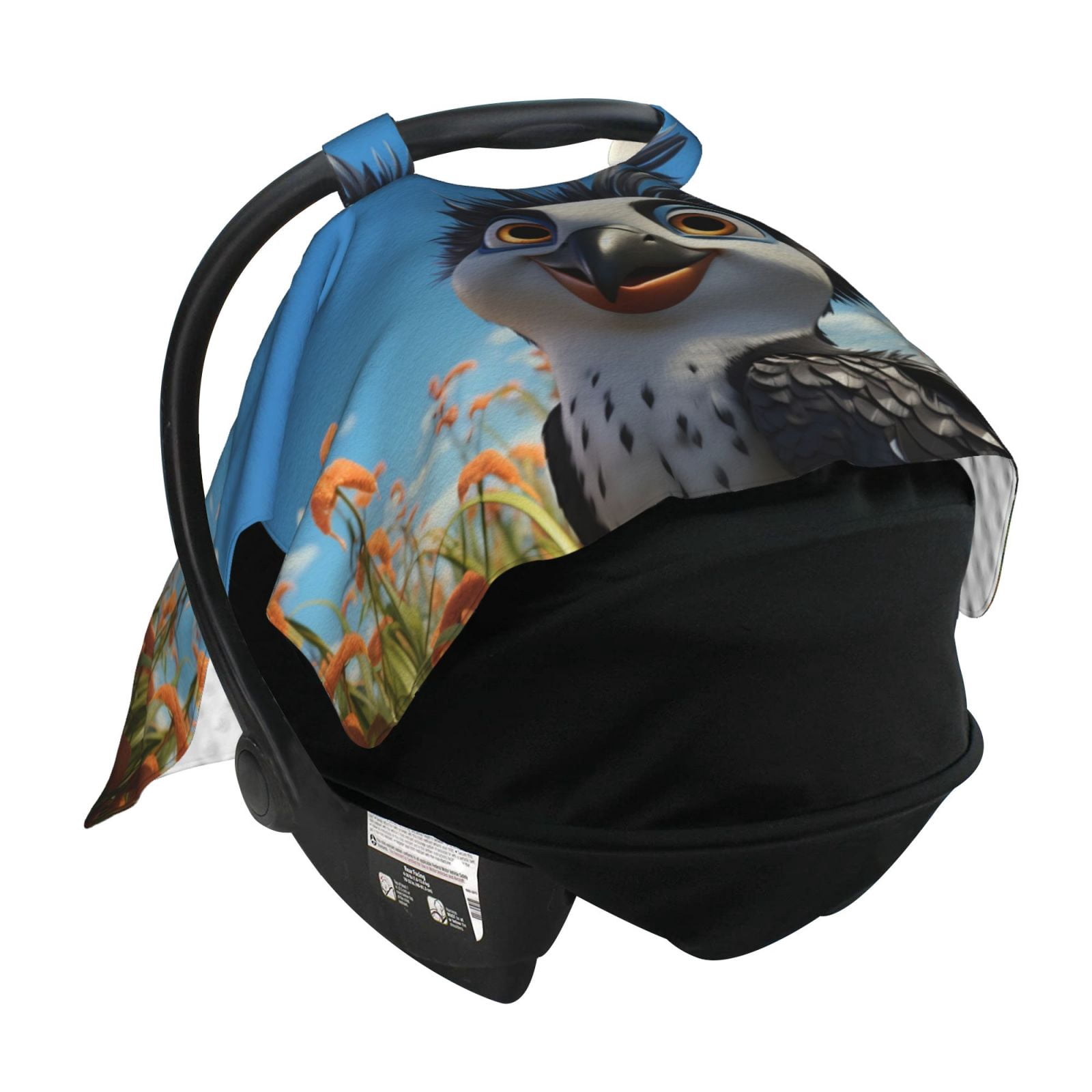 Car Seat Cover Baby - Joyful Animated Bird Breathable Infant Car Seat Cover for Baby Carseat, Lightweight Comfort Baby Essentials Must Haves Newborn Stuff for Girl Boy