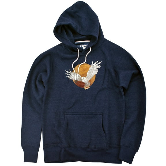 Harry Potter Hedwig And The Moon Unisex Adult Slim Fit Pull-Over Heather Hoodie, Navy, Small