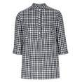 thumbnail image 4 of cfhntfmh 3/4 Length Sleeve Shirts for Women Fashion V Neck Collared Buttons up Blouses Summer Casual Loose Plaid Tunic Tops, 4 of 6