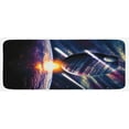 thumbnail image 1 of Galaxy Kitchen Mat, Moon Theme with Planet Earth and Sunlight in Outer Space Stardust Art Print, Plush Decorative Kitchen Mat with Non Slip Backing, 47" X 19", Purple Blue, by Ambesonne, 1 of 1